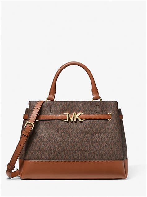 michael kors reed belted satchel|Michael Kors large satchel handbag.